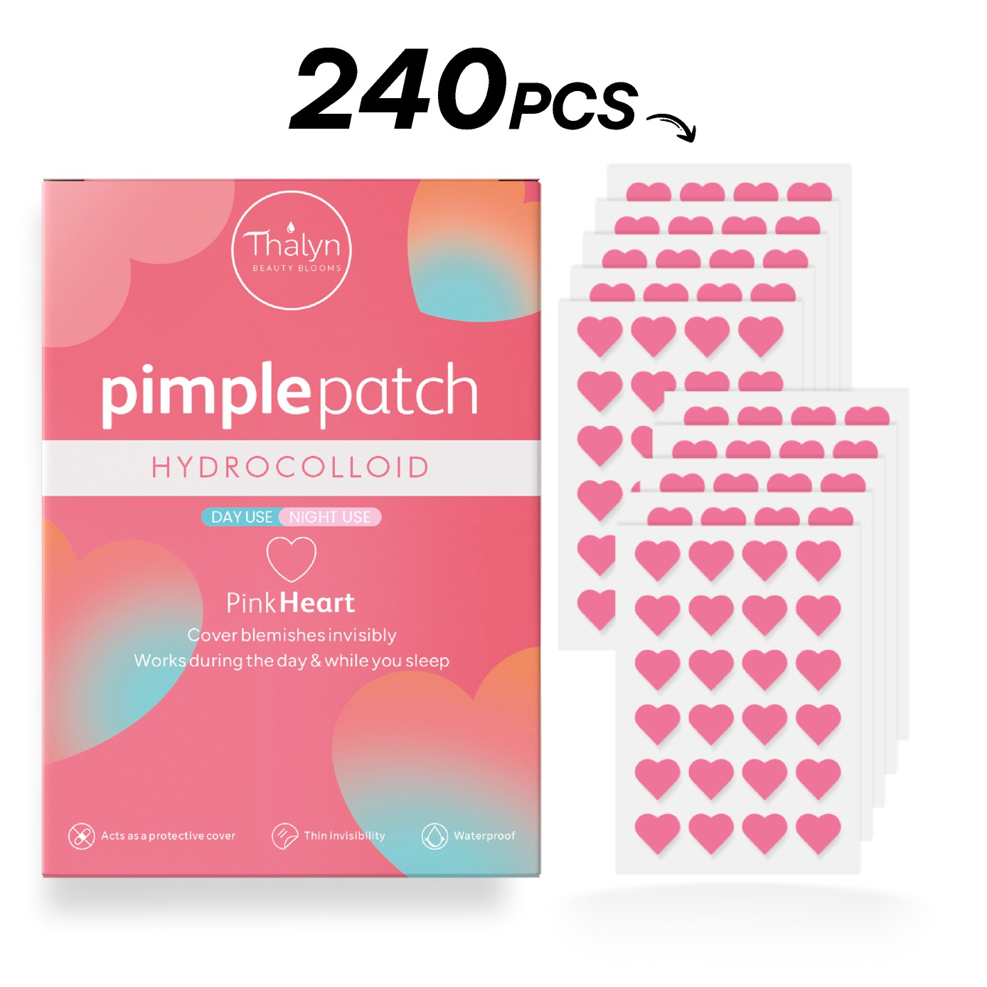 240개 핑크 하트 여드름 패치 귀여운 여드름 패치 투 - Skincare China 리뷰 및 가격